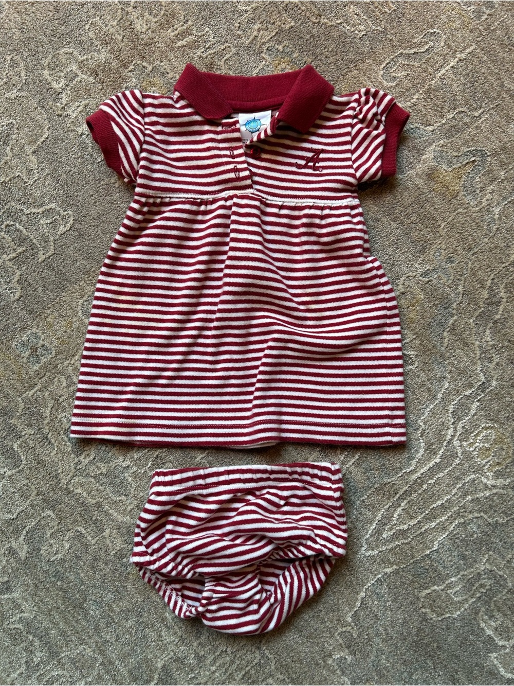 Striped 3-6 month Alabama Red & White Baby Dress with Matching Bloomers
